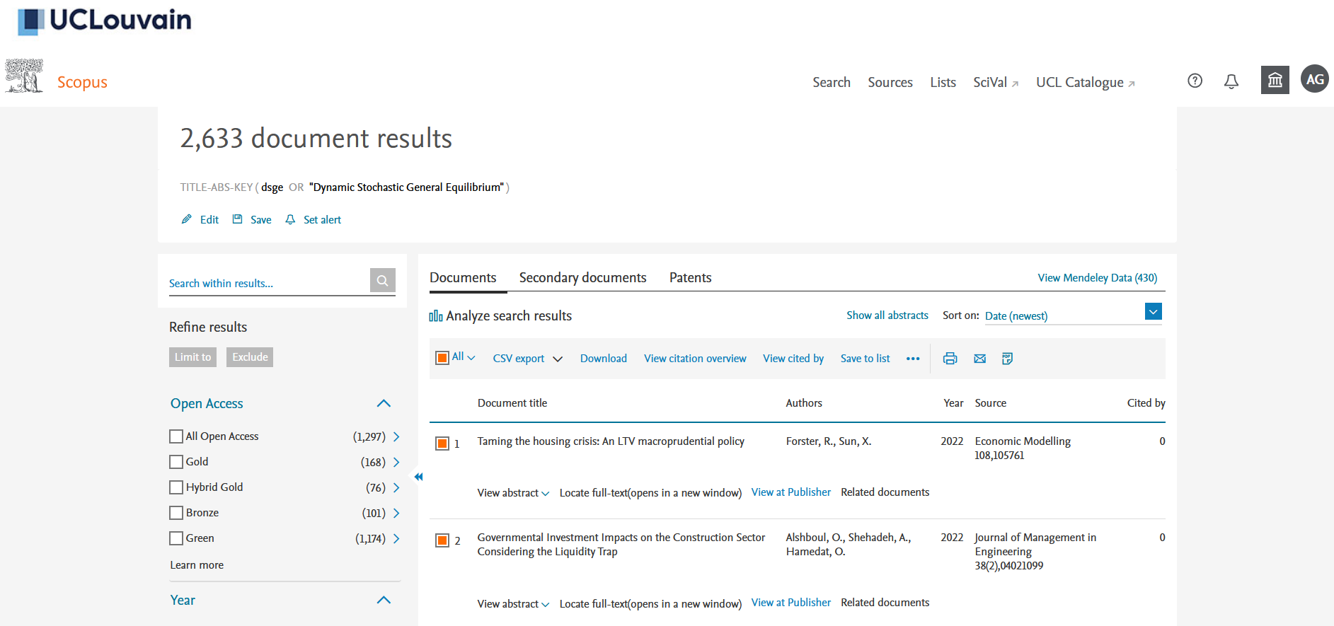 Scopus results page